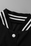 Red Casual Patchwork Pocket Cardigan Collar Short Sleeve Two Pieces
