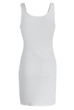 Red Casual Solid Patchwork U Neck Pencil Skirt Dresses
