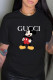 Black Fashion Casual Character Letter O Neck T-Shirts