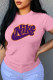 Pink Fashion Casual Print Letter O Neck T-Shirts