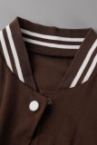 Red Casual Patchwork Pocket Cardigan Collar Short Sleeve Two Pieces
