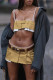 Khaki Fashion Sexy Solid Patchwork Backless Strapless Sleeveless Two Pieces