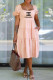 Pink Fashion Casual Print Backless Square Collar Princess Dresses