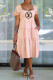 Pink Fashion Casual Print Letter Square Collar Princess Dresses