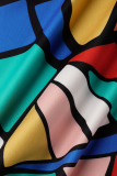 Multicolor Sexy Print Patchwork O Neck Pencil Skirt Dresses