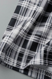 Blue Casual Plaid Print Patchwork Strapless Sleeveless Two Pieces