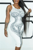 White Fashion Sexy Print Basic O Neck Vest Dress Dresses