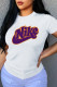 White Fashion Casual Print Letter O Neck T-Shirts