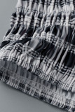 Blue Casual Plaid Print Patchwork Strapless Sleeveless Two Pieces