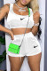 White Fashion Sportswear Print Patchwork U Neck Sleeveless Two Pieces