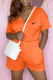 Orange Fashion Casual Print Patchwork V Neck Rompers