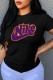 Black Fashion Casual Print Letter O Neck T-Shirts