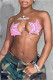 Pink Fashion Sexy Print The stars Bandage Patchwork Backless Halter Tops