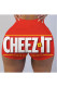 Red and yellow Milk Silk Elastic Fly High Print Straight shorts Bottoms