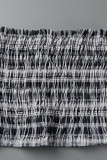 Blue Casual Plaid Print Patchwork Strapless Sleeveless Two Pieces