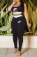 Black Fashion Sportswear Print Letter U Neck Sleeveless Two Pieces