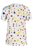 Red Fashion Casual Print Basic O Neck T-Shirts