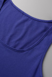 Royal Blue Fashion Casual Solid Slit U Neck Sleeveless Two Pieces
