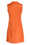 Pink Fashion Casual Print Patchwork V Neck Sleeveless Dress