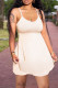 Light Apricot Sexy Casual Solid Backless Asymmetrical Spaghetti Strap Sleeveless Two Pieces