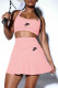Pink Fashion Sportswear Print Patchwork Spaghetti Strap Sleeveless Two Pieces