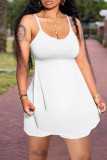 White Sexy Casual Solid Backless Asymmetrical Spaghetti Strap Sleeveless Two Pieces