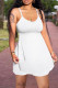 White Sexy Casual Solid Backless Asymmetrical Spaghetti Strap Sleeveless Two Pieces