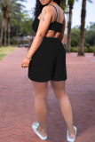White Sexy Casual Solid Backless Asymmetrical Spaghetti Strap Sleeveless Two Pieces