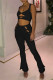 Black Fashion Sexy Solid Hollowed Out V Neck Sleeveless Two Pieces
