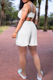 White Sexy Casual Solid Backless Asymmetrical Spaghetti Strap Sleeveless Two Pieces