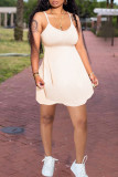 White Sexy Casual Solid Backless Asymmetrical Spaghetti Strap Sleeveless Two Pieces
