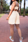 White Sexy Casual Solid Backless Asymmetrical Spaghetti Strap Sleeveless Two Pieces