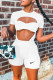 White Fashion Sexy Print Patchwork O Neck Short Sleeve Two Pieces