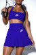 Royal Blue Fashion Sportswear Print Patchwork Spaghetti Strap Sleeveless Two Pieces