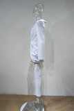 White Fashion Sexy Solid Patchwork Asymmetrical V Neck Skinny Jumpsuits