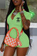 Green Fashion Sexy Print Letter O Neck Rompers