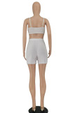 White Sexy Casual Solid Backless Asymmetrical Spaghetti Strap Sleeveless Two Pieces