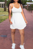 White Sexy Casual Solid Backless Asymmetrical Spaghetti Strap Sleeveless Two Pieces