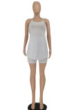 White Sexy Casual Solid Backless Asymmetrical Spaghetti Strap Sleeveless Two Pieces