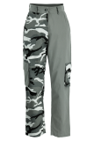 Camouflage Casual Camouflage Print Patchwork Harlan Mid Waist Harlan Full Print Bottoms