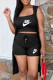Black Fashion Casual Print Patchwork U Neck Sleeveless Three Pieces