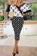 Black And White Fashion Sexy Print Patchwork Off the Shoulder Wrapped Skirt Dresses