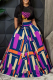 Black Fashion Print Patchwork O Neck Short Sleeve Two Pieces