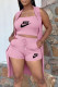Pink Fashion Casual Print Patchwork U Neck Sleeveless Three Pieces