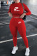 Red Fashion Sportswear Print Letter O Neck Long Sleeve Two Pieces