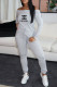 Grey Fashion Sexy Print Letter Off the Shoulder Jumpsuits