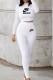 White Fashion Sportswear Print Letter O Neck Long Sleeve Two Pieces
