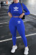 Blue Fashion Sportswear Print Letter O Neck Long Sleeve Two Pieces