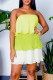 Fluorescent Color Sexy Solid Patchwork Flounce Strapless Cake Skirt Dresses