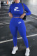 Blue Fashion Sportswear Print Letter O Neck Long Sleeve Two Pieces